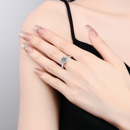 [Azure Tears]RADIANT ROUND HALO MOISSANITE ENGAGEMENT RING