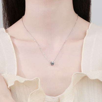 [Azure Tears]CLASSIC FOUR-PRONG SOLITAIRE MOISSANITE NECKLACE
