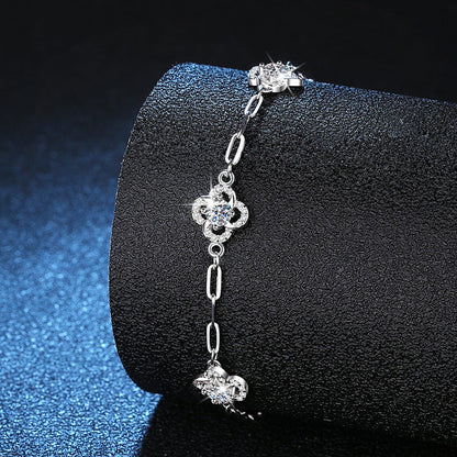 [Azure Tears]TRIPLE-CLOVER MOISSANITE BRACELET