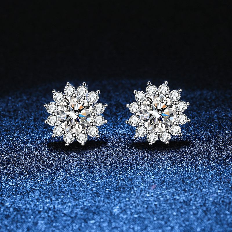 [Azure Tears]BLOOMING SUNFLOWER MOISSANITE STUD EARRINGS