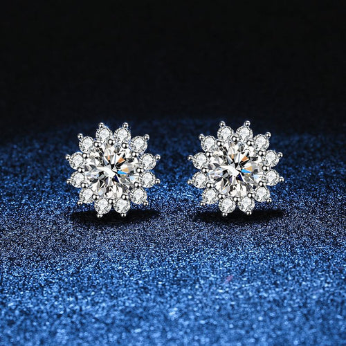 [Azure Tears]BLOOMING SUNFLOWER MOISSANITE STUD EARRINGS