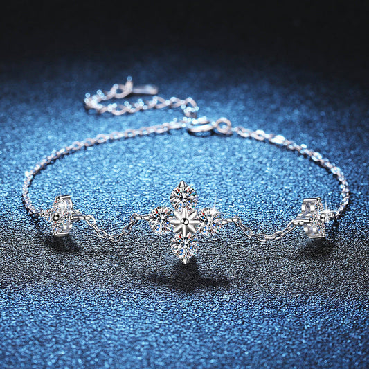 [Azure Tears]CLOVER LUCKY CHARM MOISSANITE BRACELET