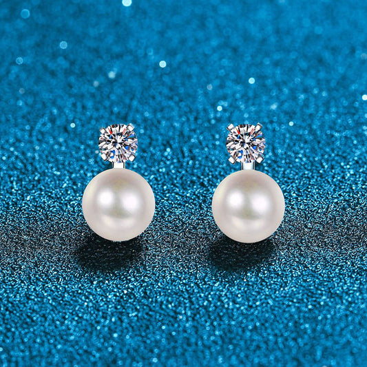 [Azure Tears]ELEGANT NATURAL PEARL & MOISSANITE DROP EARRINGS
