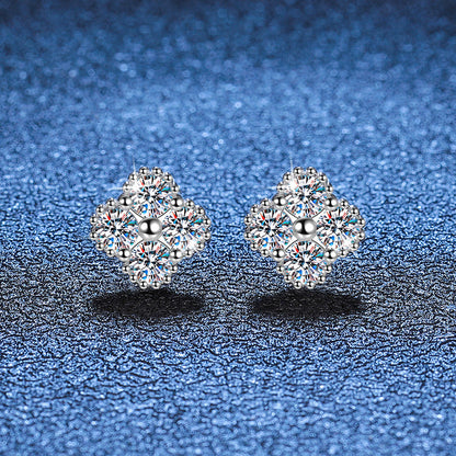 [Azure Tears]ELEGANT FOUR-LEAF CLOVER MOISSANITE STUD EARRINGS