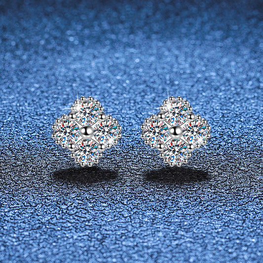 [Azure Tears]ELEGANT FOUR-LEAF CLOVER MOISSANITE STUD EARRINGS