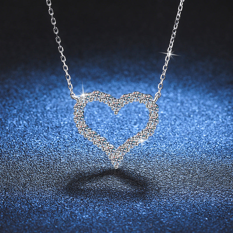[Azure Tears]ROMANTIC HEART MOISSANITE PENDANT NECKLACE