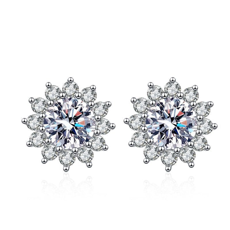 [Azure Tears]BLOOMING SUNFLOWER MOISSANITE STUD EARRINGS