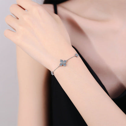 [Azure Tears]CLOVER LUCKY CHARM MOISSANITE BRACELET