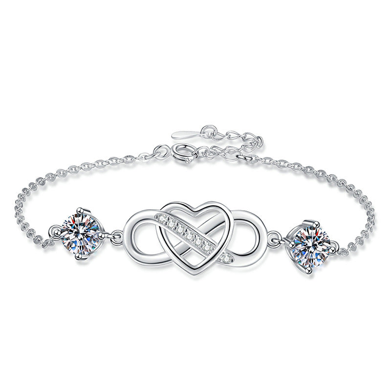 [Azure Tears]DOUBLE-STONE "LOVE LINK" MOISSANITE BRACELET