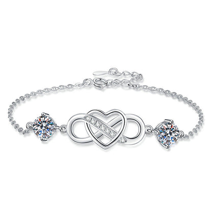 [Azure Tears]DOUBLE-STONE "LOVE LINK" MOISSANITE BRACELET