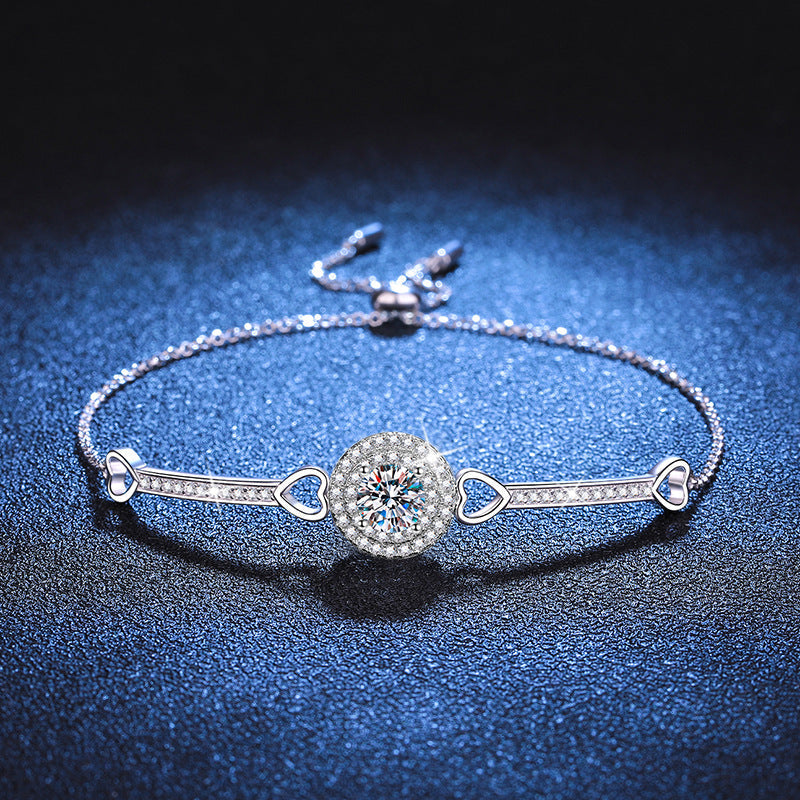 [Azure Tears]INTERLOCKING HEART & CIRCLE MOISSANITE BRACELET