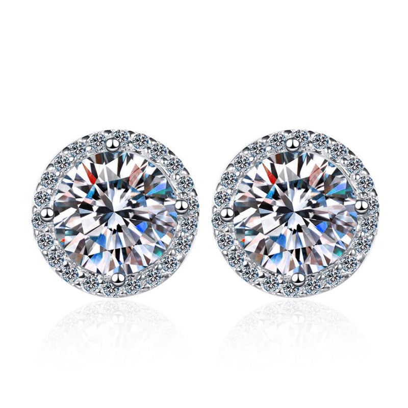 [Azure Tears]CLASSIC 4-PRONG ROUND MOISSANITE STUD EARRINGS