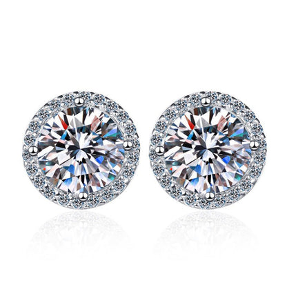[Azure Tears]CLASSIC 4-PRONG ROUND MOISSANITE STUD EARRINGS