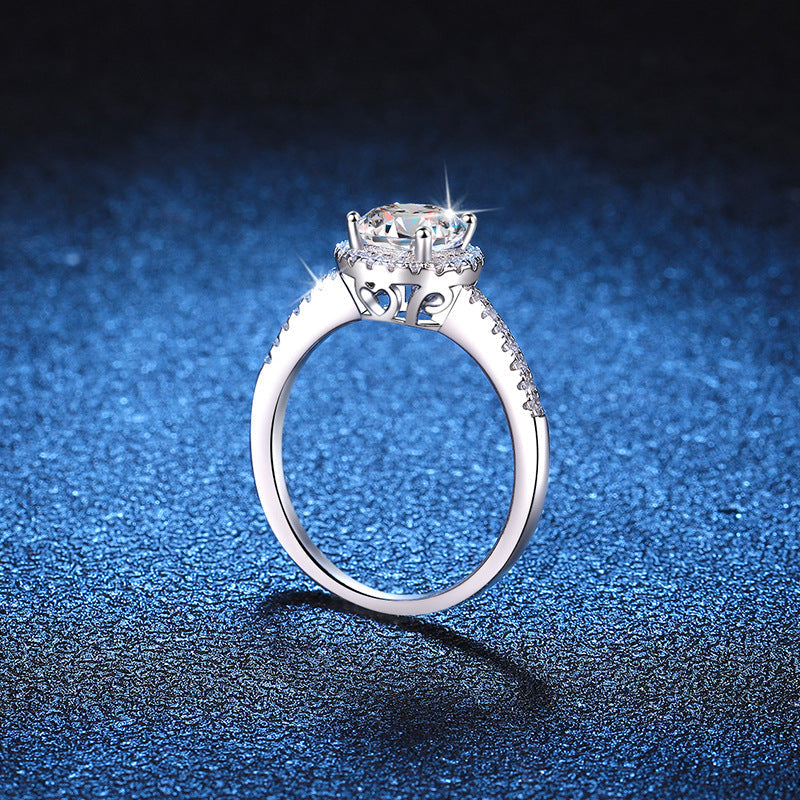 [Azure Tears]RADIANT ROUND HALO MOISSANITE ENGAGEMENT RING