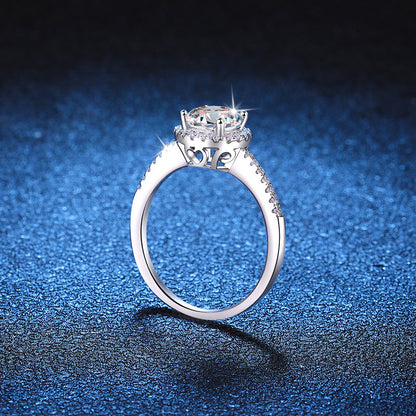 [Azure Tears]RADIANT ROUND HALO MOISSANITE ENGAGEMENT RING