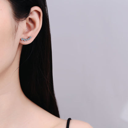 [Azure Tears]SPARKLING SMILE ARC MOISSANITE STUD EARRINGS