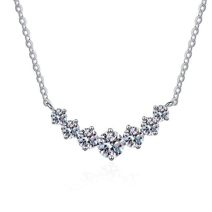 [Azure Tears]MINIMALIST CURVED SMILE MOISSANITE NECKLACE