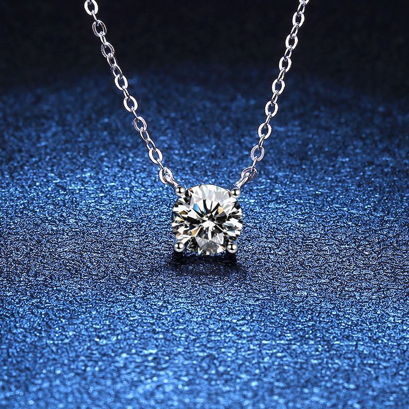 [Azure Tears]CLASSIC FOUR-PRONG SOLITAIRE MOISSANITE NECKLACE
