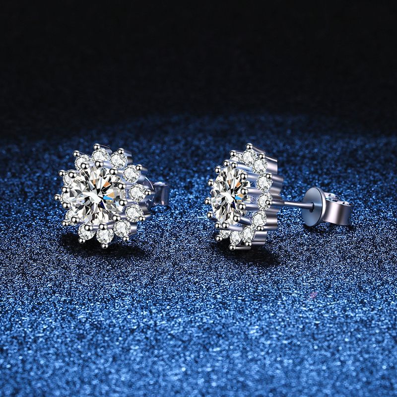 [Azure Tears]BLOOMING SUNFLOWER MOISSANITE STUD EARRINGS