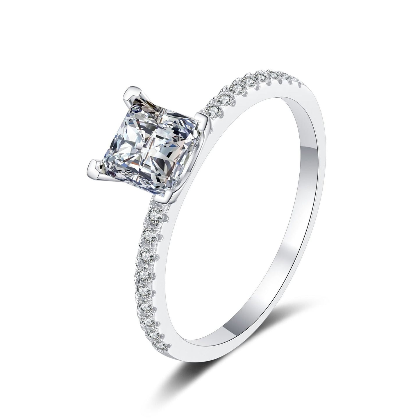 [Azure Tears]ELEGANT PRINCESS CUT MOISSANITE ENGAGEMENT RING
