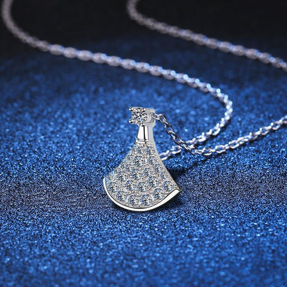 [Azure Tears]ELEGANT FAN-SHAPED MOISSANITE PENDANT NECKLACE