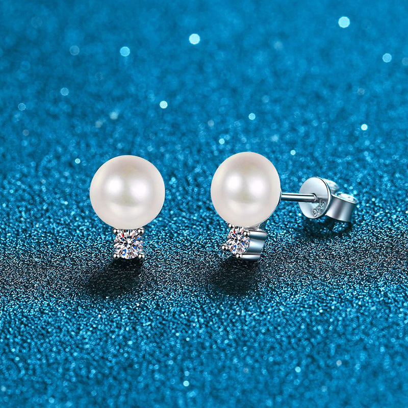 [Azure Tears]ELEGANT NATURAL PEARL & MOISSANITE DROP EARRINGS