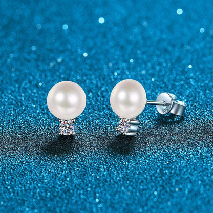 [Azure Tears]ELEGANT NATURAL PEARL & MOISSANITE DROP EARRINGS