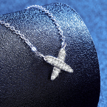 [Azure Tears]MODERN X-SHAPE PAVÉ MOISSANITE NECKLACE