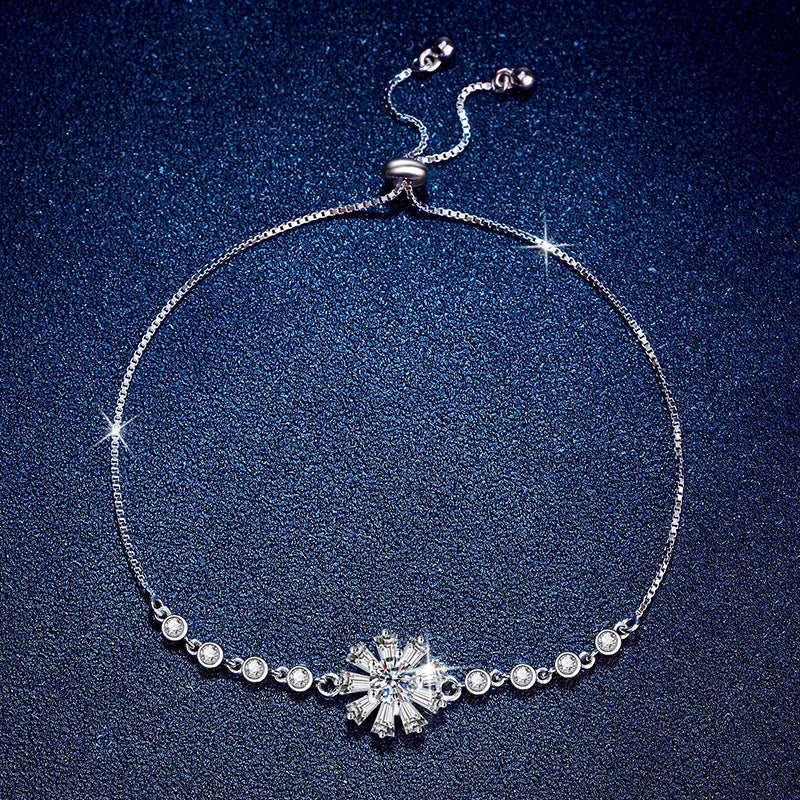 [Azure Tears]RADIANT ICY CRYSTAL SUNFLOWER MOISSANITE BRACELET