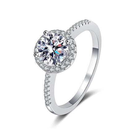 [Azure Tears]RADIANT ROUND HALO MOISSANITE ENGAGEMENT RING