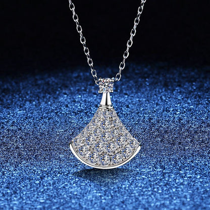 [Azure Tears]ELEGANT FAN-SHAPED MOISSANITE PENDANT NECKLACE