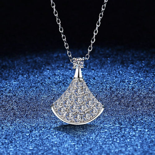 [Azure Tears]ELEGANT FAN-SHAPED MOISSANITE PENDANT NECKLACE
