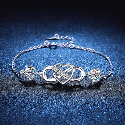 [Azure Tears]DOUBLE-STONE "LOVE LINK" MOISSANITE BRACELET