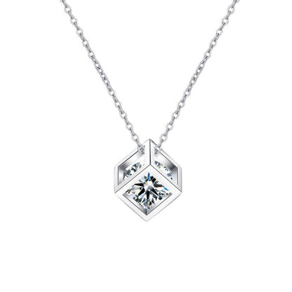 [Azure Tears]GEOMETRIC SUGAR-CUBE MOISSANITE NECKLACE