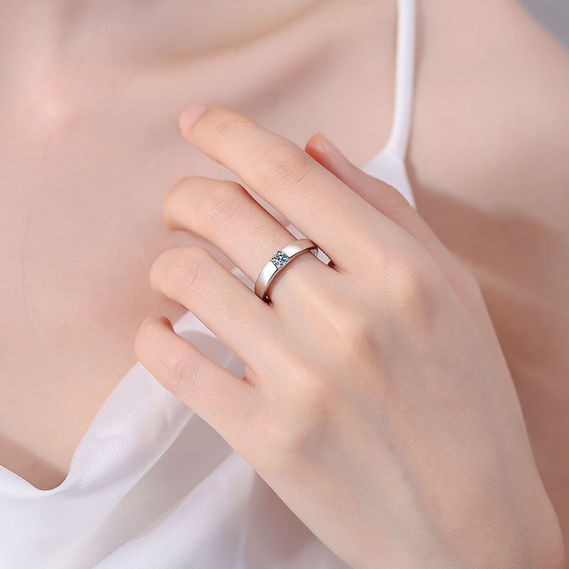 [Azure Tears]SLEEK MINIMALIST COUPLE'S MOISSANITE RING