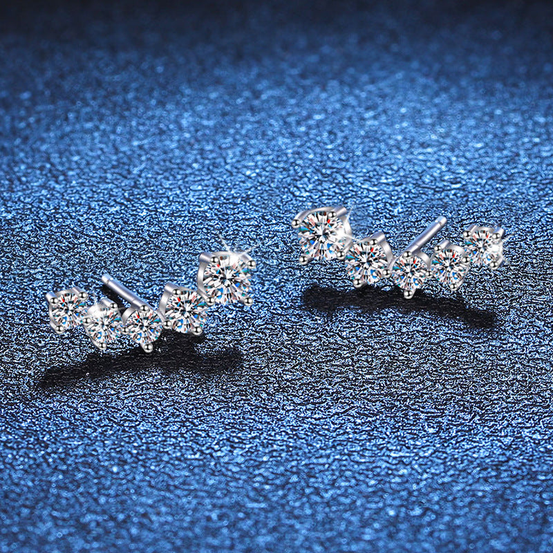 [Azure Tears]SPARKLING SMILE ARC MOISSANITE STUD EARRINGS