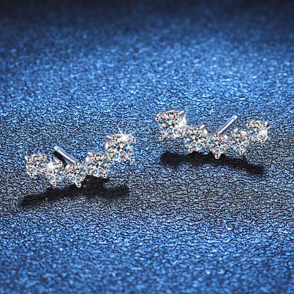 [Azure Tears]SPARKLING SMILE ARC MOISSANITE STUD EARRINGS
