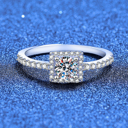 [Azure Tears]DAINTY SUGAR-CUBE MOISSANITE RING
