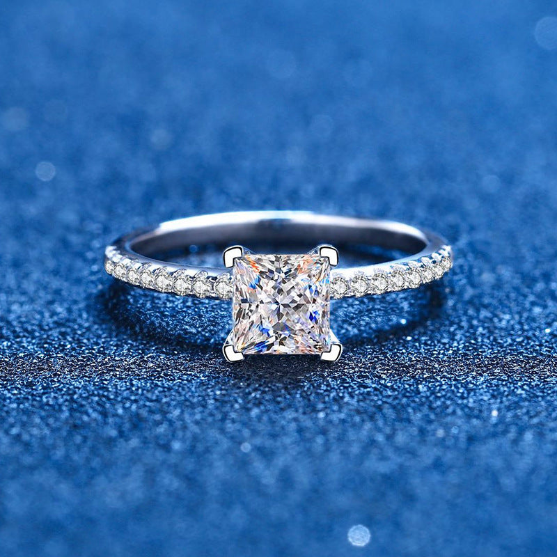 [Azure Tears]ELEGANT PRINCESS CUT MOISSANITE ENGAGEMENT RING