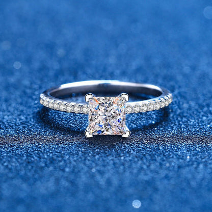 [Azure Tears]ELEGANT PRINCESS CUT MOISSANITE ENGAGEMENT RING