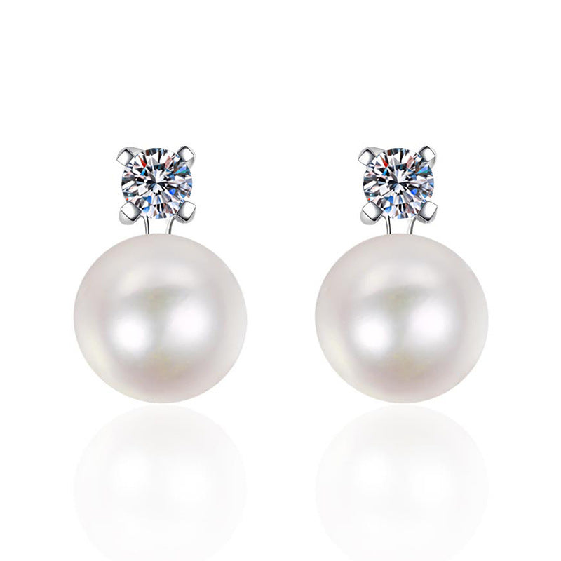 [Azure Tears]ELEGANT NATURAL PEARL & MOISSANITE DROP EARRINGS