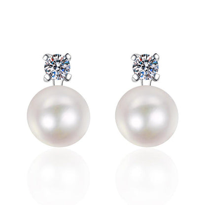 [Azure Tears]ELEGANT NATURAL PEARL & MOISSANITE DROP EARRINGS