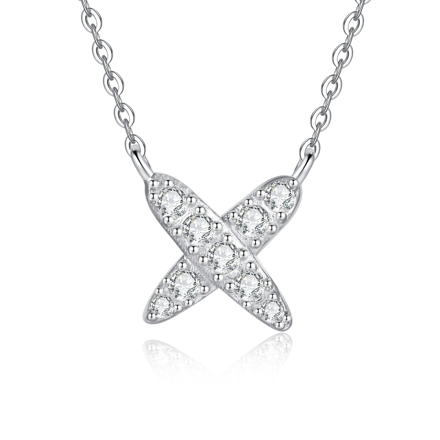 [Azure Tears]MODERN X-SHAPE PAVÉ MOISSANITE NECKLACE