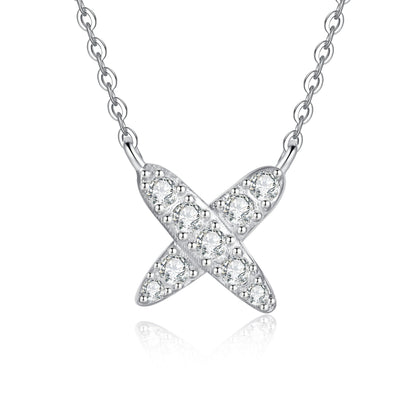 [Azure Tears]MODERN X-SHAPE PAVÉ MOISSANITE NECKLACE