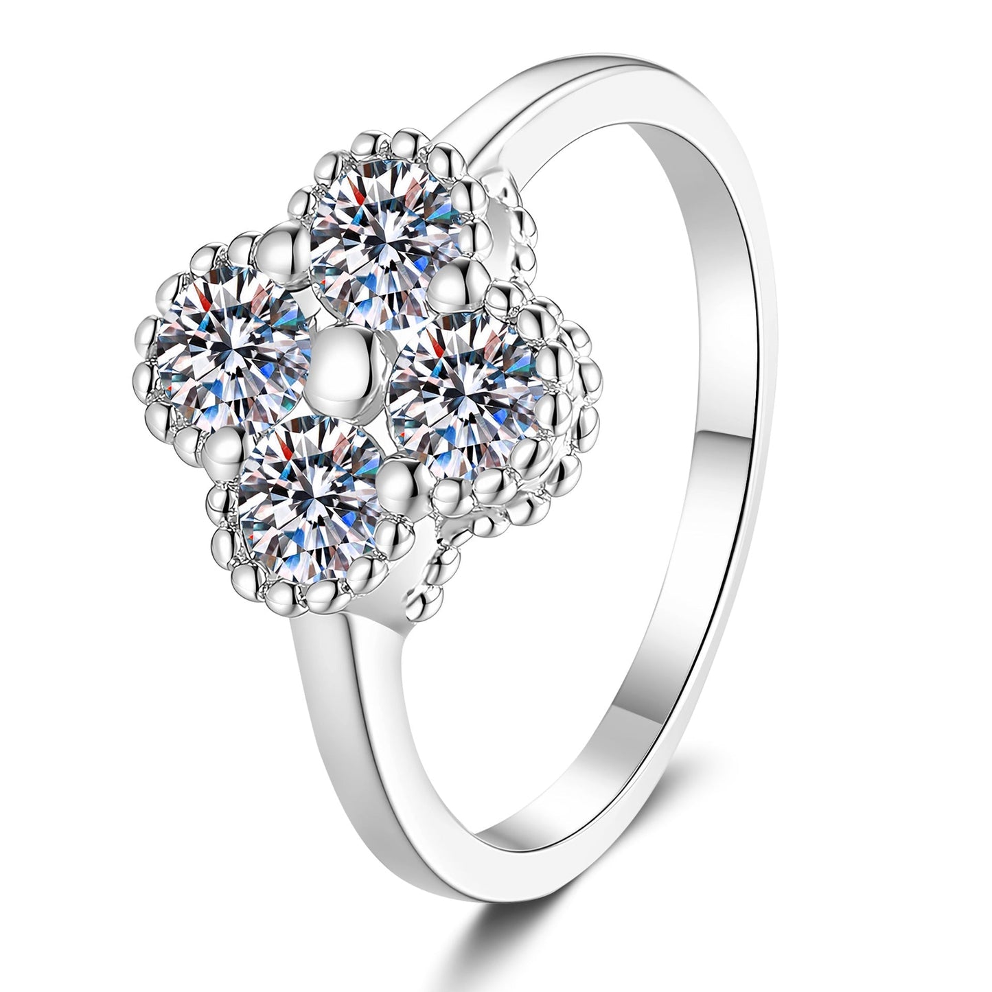 [Azure Tears]ELEGANT FOUR-LEAF CLOVER MOISSANITE RING