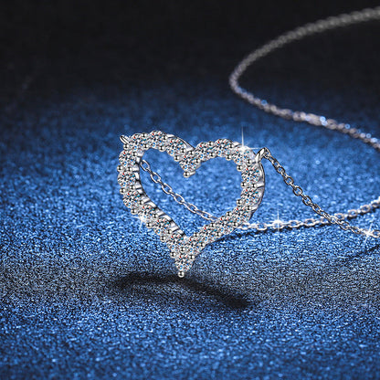 [Azure Tears]ROMANTIC HEART MOISSANITE PENDANT NECKLACE
