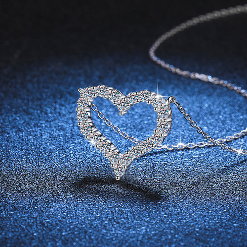 [Azure Tears]ROMANTIC HEART MOISSANITE PENDANT NECKLACE