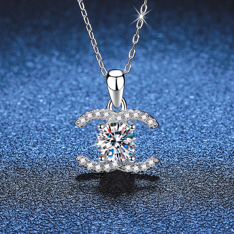 [Azure Tears]CLASSIC INTERLOCKING MOISSANITE PENDANT NECKLACE