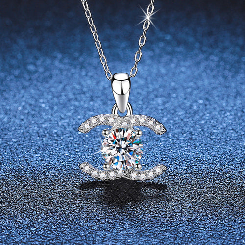 [Azure Tears]CLASSIC INTERLOCKING MOISSANITE PENDANT NECKLACE