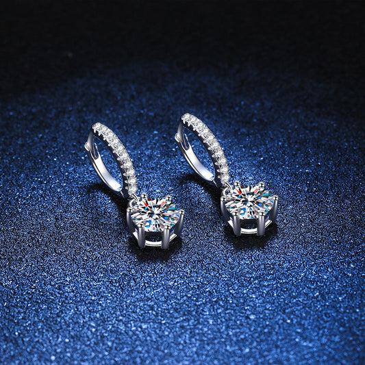 [Azure Tears]CLASSIC 6-PRONG MOISSANITE DROP EARRINGS
